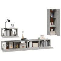 vidaXL 4-tlg. TV-Schrank-Set Betongrau Holzwerkstoff