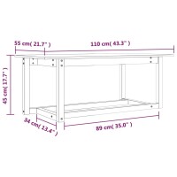 vidaXL Couchtisch Grau 110x55x45 cm Massivholz Kiefer