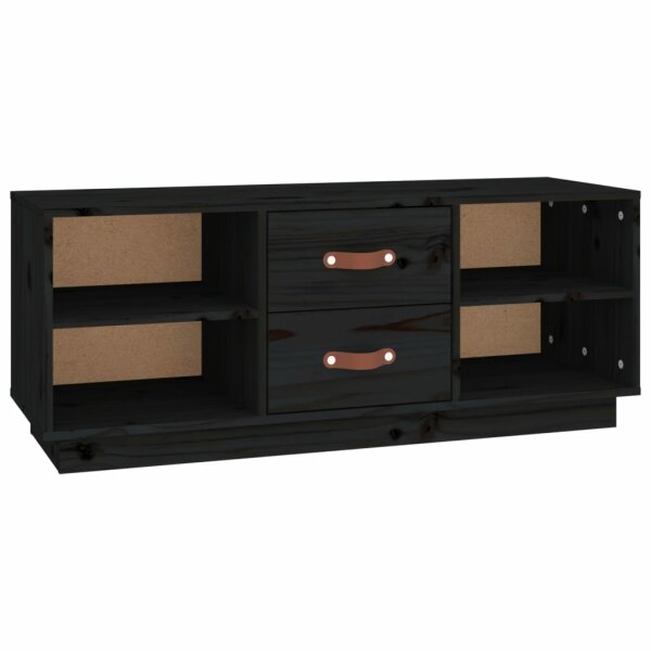 vidaXL TV-Schrank Schwarz 100x34x40 cm Massivholz Kiefer