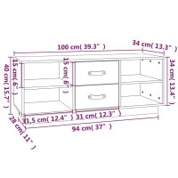 vidaXL TV-Schrank Schwarz 100x34x40 cm Massivholz Kiefer