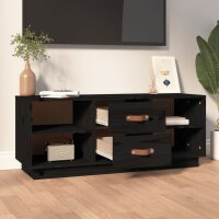 vidaXL TV-Schrank Schwarz 100x34x40 cm Massivholz Kiefer