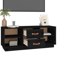 vidaXL TV-Schrank Schwarz 100x34x40 cm Massivholz Kiefer