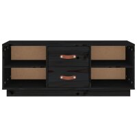 vidaXL TV-Schrank Schwarz 100x34x40 cm Massivholz Kiefer