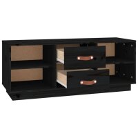 vidaXL TV-Schrank Schwarz 100x34x40 cm Massivholz Kiefer