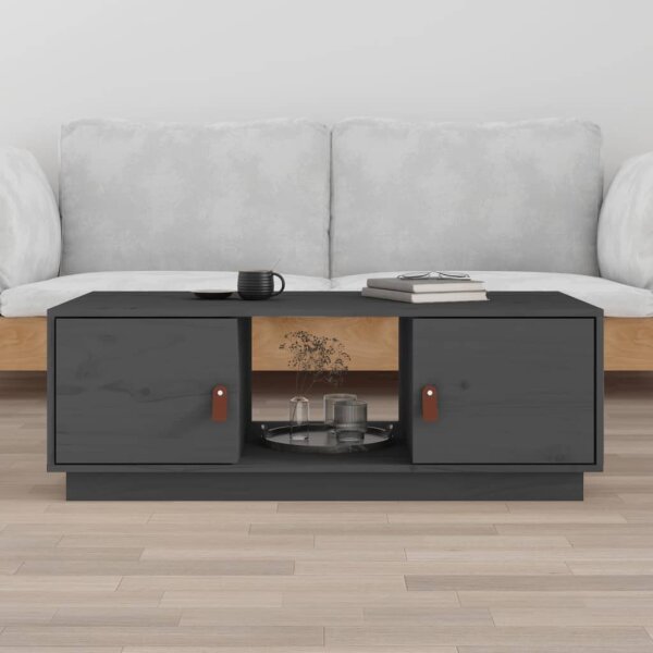 vidaXL Couchtisch Grau 100x50x35 cm Massivholz Kiefer