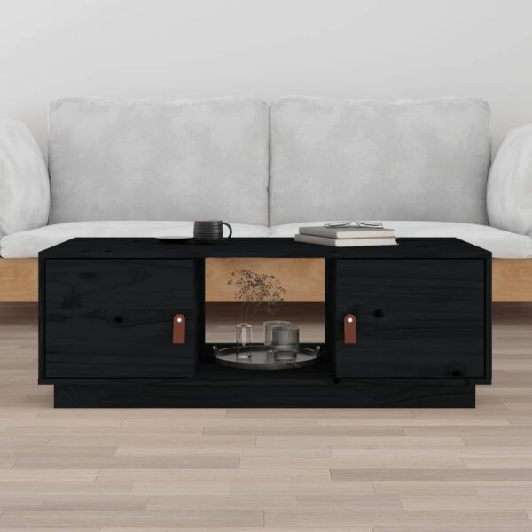 vidaXL Couchtisch Schwarz 100x50x35 cm Massivholz Kiefer