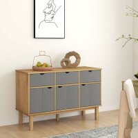 vidaXL Sideboard OTTA Braun&amp;Grau 114x43x73,5 cm Massivholz Kiefer