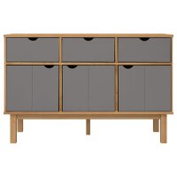 vidaXL Sideboard OTTA Braun&amp;Grau 114x43x73,5 cm Massivholz Kiefer