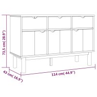 vidaXL Sideboard OTTA Braun&amp;Grau 114x43x73,5 cm Massivholz Kiefer