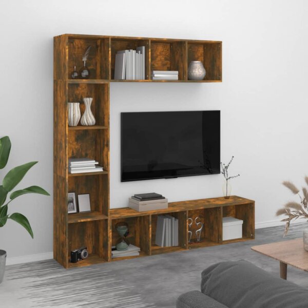 vidaXL 3-tlg. B&uuml;cherregal-/TV-Schrank-Set R&auml;uchereiche 180x30x180 cm