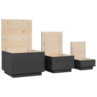 vidaXL Aufbewahrungsboxen mit Deckeln 3 Stk. Grau Massivholz Kiefer