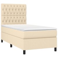 vidaXL Boxspringbett mit Matratze Creme 100x200 cm Stoff