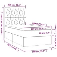 vidaXL Boxspringbett mit Matratze Creme 100x200 cm Stoff