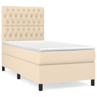 vidaXL Boxspringbett mit Matratze Creme 90x190 cm Stoff