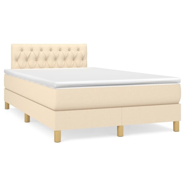 vidaXL Boxspringbett mit Matratze Creme 120x200 cm Stoff