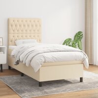 WOWONA Boxspringbett mit Matratze Creme 90x200 cm Stoff