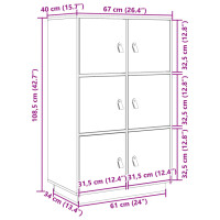 vidaXL Highboard Wei&szlig; 67x40x108,5 cm Massivholz Kiefer