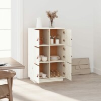 vidaXL Highboard Wei&szlig; 67x40x108,5 cm Massivholz Kiefer