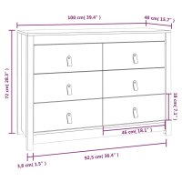 vidaXL Beistellschrank Grau 100x40x72 cm Massivholz Kiefer