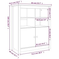 vidaXL Sideboard Grau 83x41,5x100 cm Massivholz Kiefer