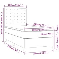 vidaXL Boxspringbett mit Matratze Creme 100x200 cm Stoff