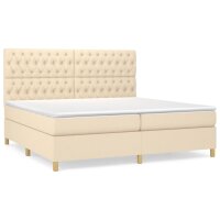 vidaXL Boxspringbett mit Matratze Creme 200x200 cm Stoff