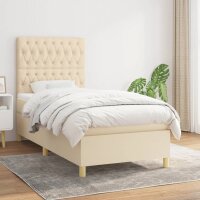 WOWONA Boxspringbett mit Matratze Creme 90x200 cm Stoff