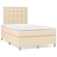 vidaXL Boxspringbett mit Matratze Creme 120x200 cm Stoff