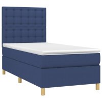 WOWONA Boxspringbett mit Matratze Blau 90x190 cm Stoff