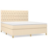 vidaXL Boxspringbett mit Matratze Creme 180x200 cm Stoff