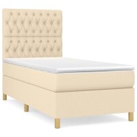 vidaXL Boxspringbett mit Matratze Creme 90x190 cm Stoff