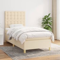 WOWONA Boxspringbett mit Matratze Creme 90x200 cm Stoff