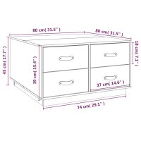 vidaXL Couchtisch Schwarz 80x80x45 cm Massivholz Kiefer