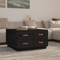 vidaXL Couchtisch Schwarz 80x80x45 cm Massivholz Kiefer