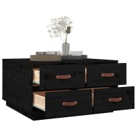 vidaXL Couchtisch Schwarz 80x80x45 cm Massivholz Kiefer