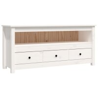 vidaXL TV-Schrank Wei&szlig; 114x35x52 cm Massivholz Kiefer