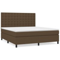 vidaXL Boxspringbett mit Matratze Dunkelbraun 180x200 cm Stoff