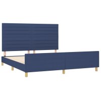 vidaXL Bettgestell mit Kopfteil Blau 180x200 cm Stoff