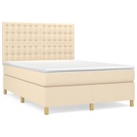 vidaXL Boxspringbett mit Matratze Creme 140x200 cm Stoff