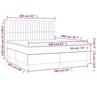 vidaXL Boxspringbett mit Matratze Dunkelgrau 160x200 cm Samt