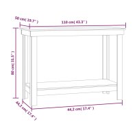 vidaXL Werkbank Grau 110x50x80 cm Massivholz Kiefer