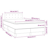 vidaXL Boxspringbett mit Matratze Dunkelgrau 120x200 cm Samt