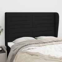 vidaXL Kopfteil mit Ohren Schwarz 147x23x118/128 cm Stoff