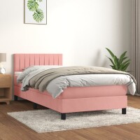 WOWONA Boxspringbett mit Matratze Rosa 100x200 cm Samt