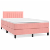 vidaXL Boxspringbett mit Matratze Rosa 120x200 cm Samt