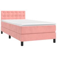 WOWONA Boxspringbett mit Matratze Rosa 100x200 cm Samt