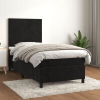 vidaXL Boxspringbett mit Matratze Schwarz 80x200 cm Samt