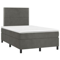 vidaXL Boxspringbett mit Matratze Dunkelgrau 120x200 cm Samt