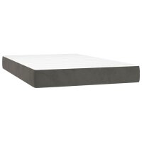 vidaXL Boxspringbett mit Matratze Dunkelgrau 120x200 cm Samt