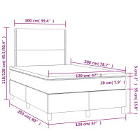 vidaXL Boxspringbett mit Matratze Dunkelgrau 120x200 cm Samt